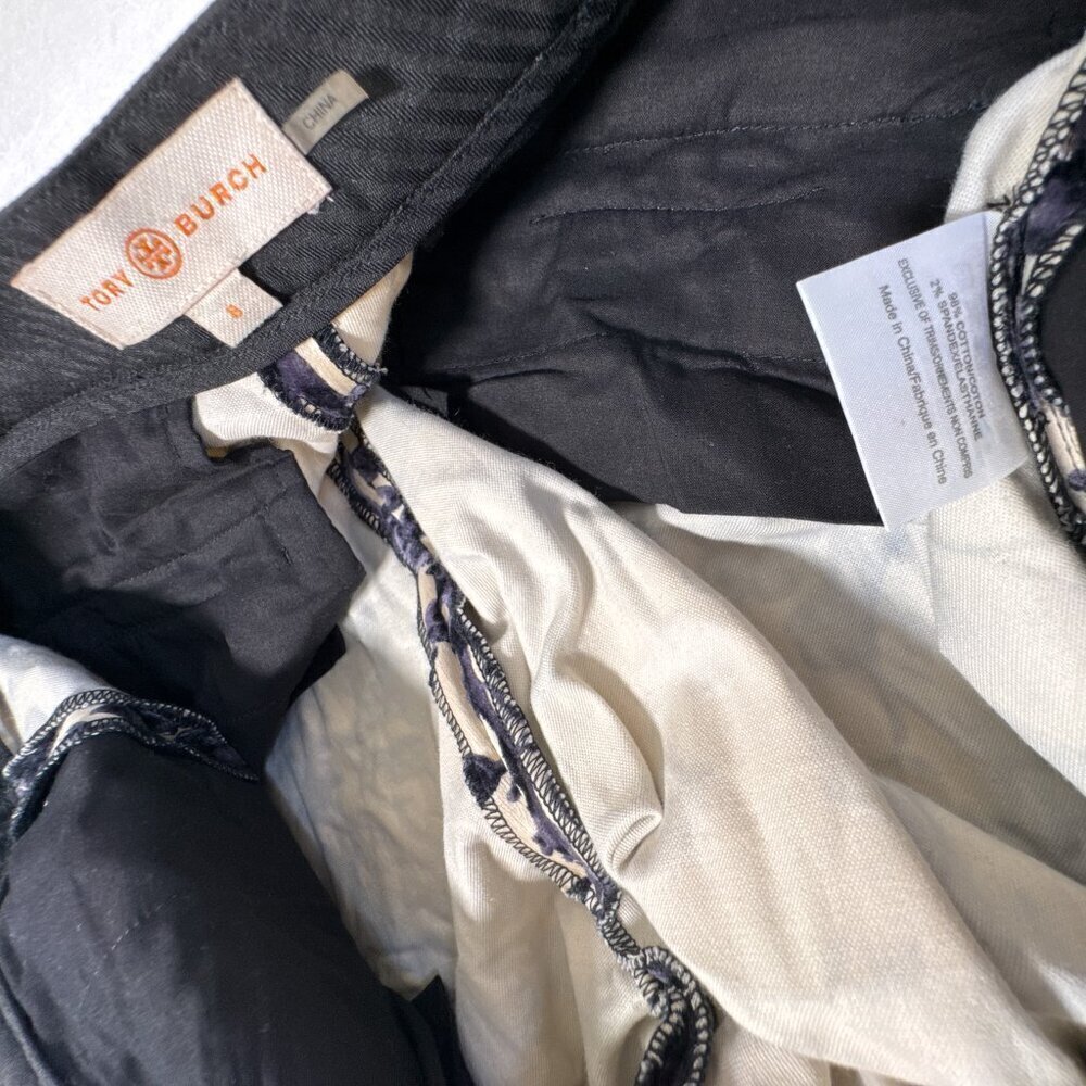 Tory Burch Dayton Floral Velvet Pants Size 8 Ivory Purple Flocked - Picture 5 of 16